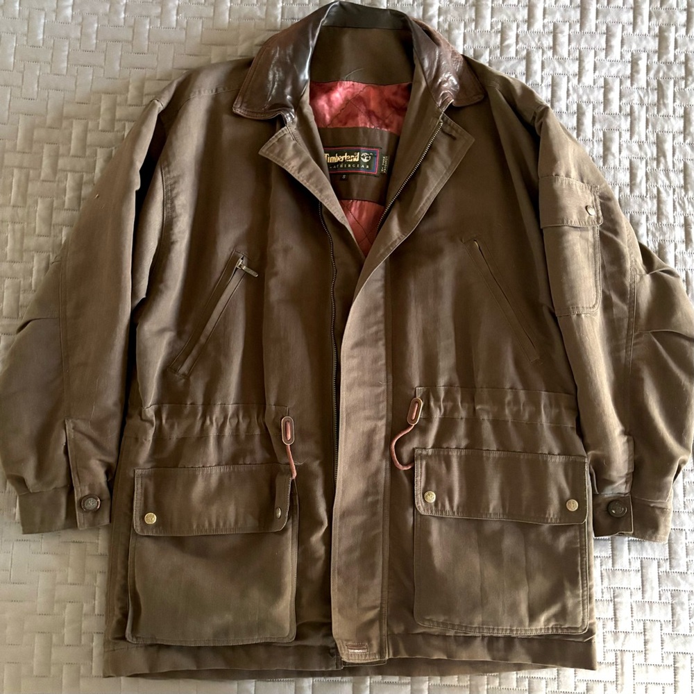 Timberland 90’s Utility Jacket Goretex Oversized canvas with leathers collar
